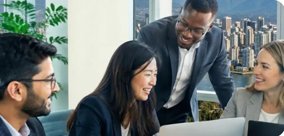 A team collaborating in a Vancouver office